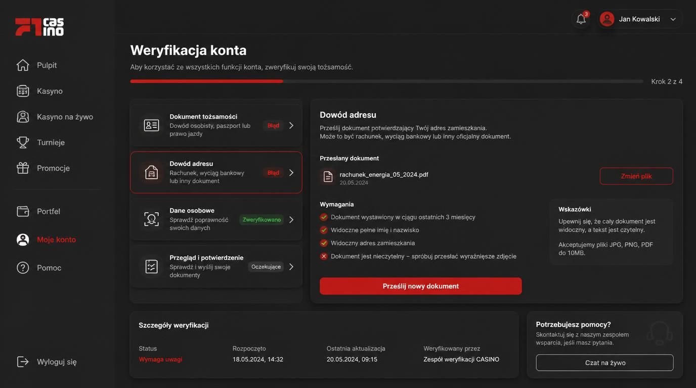  dokument tożsamości ze skanem + dokument potwierdzający adres 